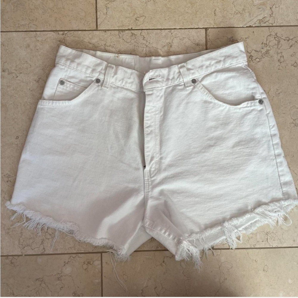 Levi White Denim Women Shorts